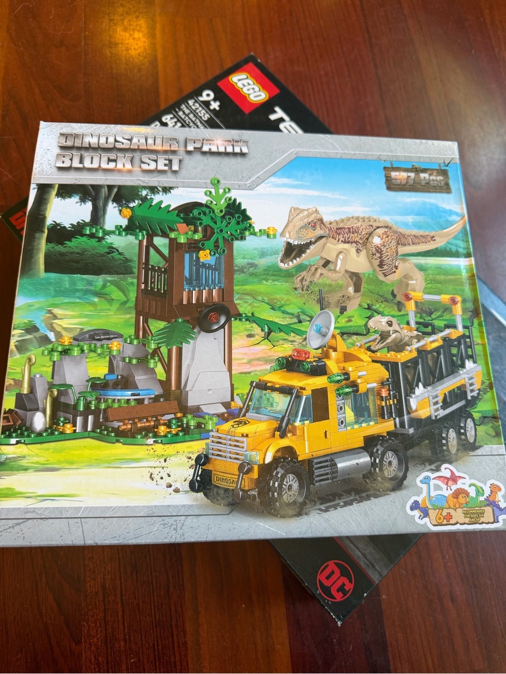 Yellow Dinosaur Park Block Set Toy Truck with T-Rex